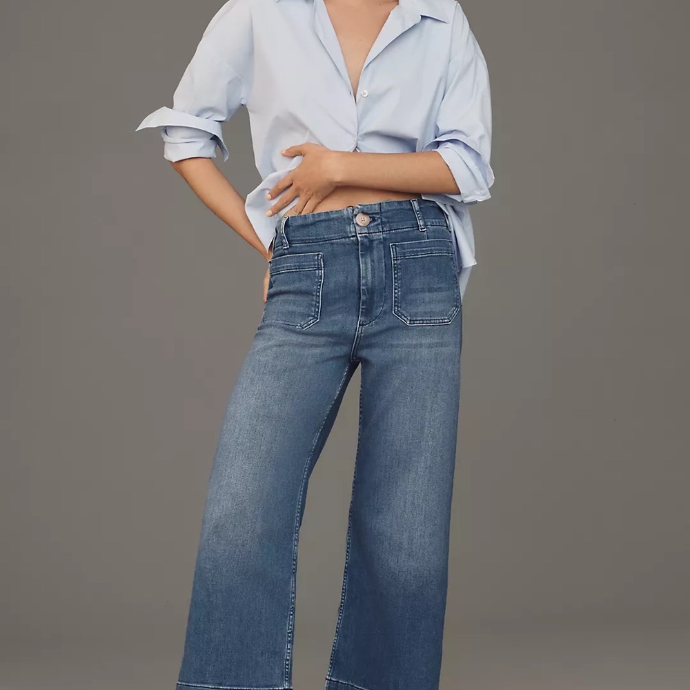 Anthropologie Maeve Collette Cropped High-Rise Wide-Leg Jeans